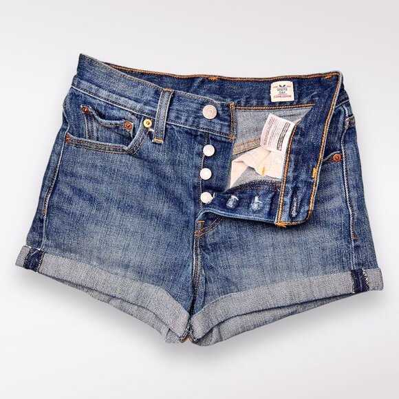 Levi's White Oak Cone Denim Button-Fly Jean Shorts 25 🔸Rare Blank Tab🔸 - Picture 3 of 10
